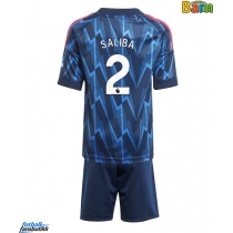 Arsenal William Saliba #2 Bortedraktsett Barn 2025-26 Kortermet (+ Korte bukser)